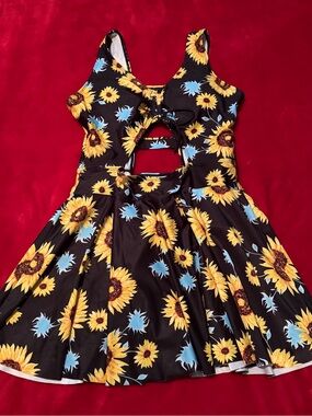ESPRLIA Sunflower Swim Dress One Piece Swimsuit Cutout 1XL
